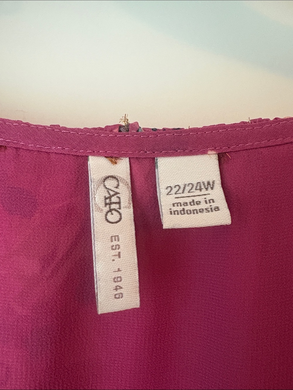 Cato Pink/Purple Floral Ruffle-Neck Blouse with Gold Dot Accents - Picture 3 of 9